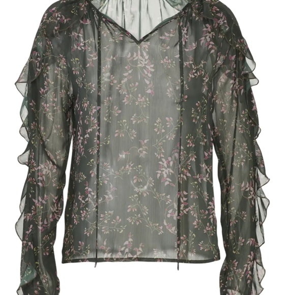 Slate and Willow Sheer Green Floral Blouse - Picture 4 of 4